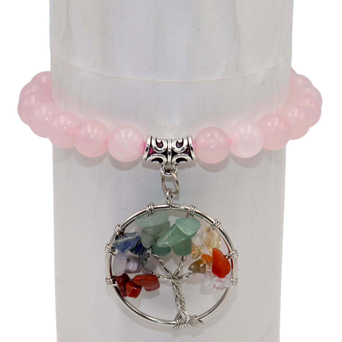 Bracelet femme quartz rose et perle arbre de vie en argent 925 -  SHAMALLOW Accessoires de mode en wax