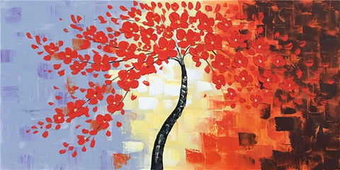 Tree of Life Painting Red Flowers 
