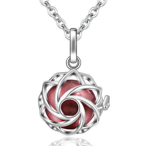 Tree of Life Necklace Red Crystal Lotus Flower 